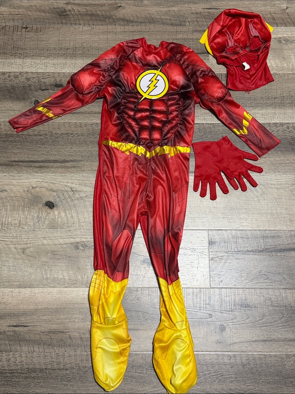 Kids Red Flash Superhero Halloween Costume with Mask and Gloves